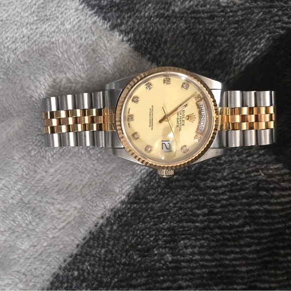 Croton watch 18k gold Rolex lock & dial 100%real gold & Diamonds - Picture 5 of 11